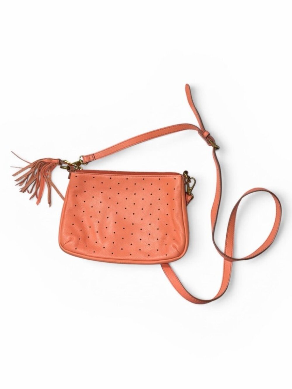 Fossil Orange Perforated Crossbody Bag